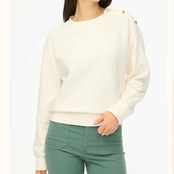 J crew ivory Button-shoulder pullover - Picture 2 of 4